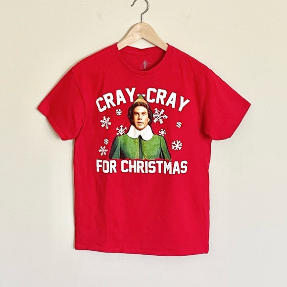 ELF Movie “Cray-Cray For Christmas” Graphic Red T Shirt Adult size Medium - Picture 2 of 9
